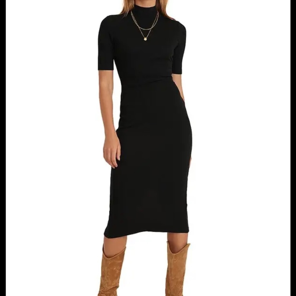 Marine Layer Lexi Rib Black Fitted Dress Size M
